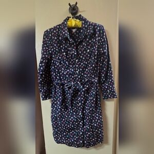Tommy Hilfiger Dark Blue Dress with Multicolor Leaves Pattern